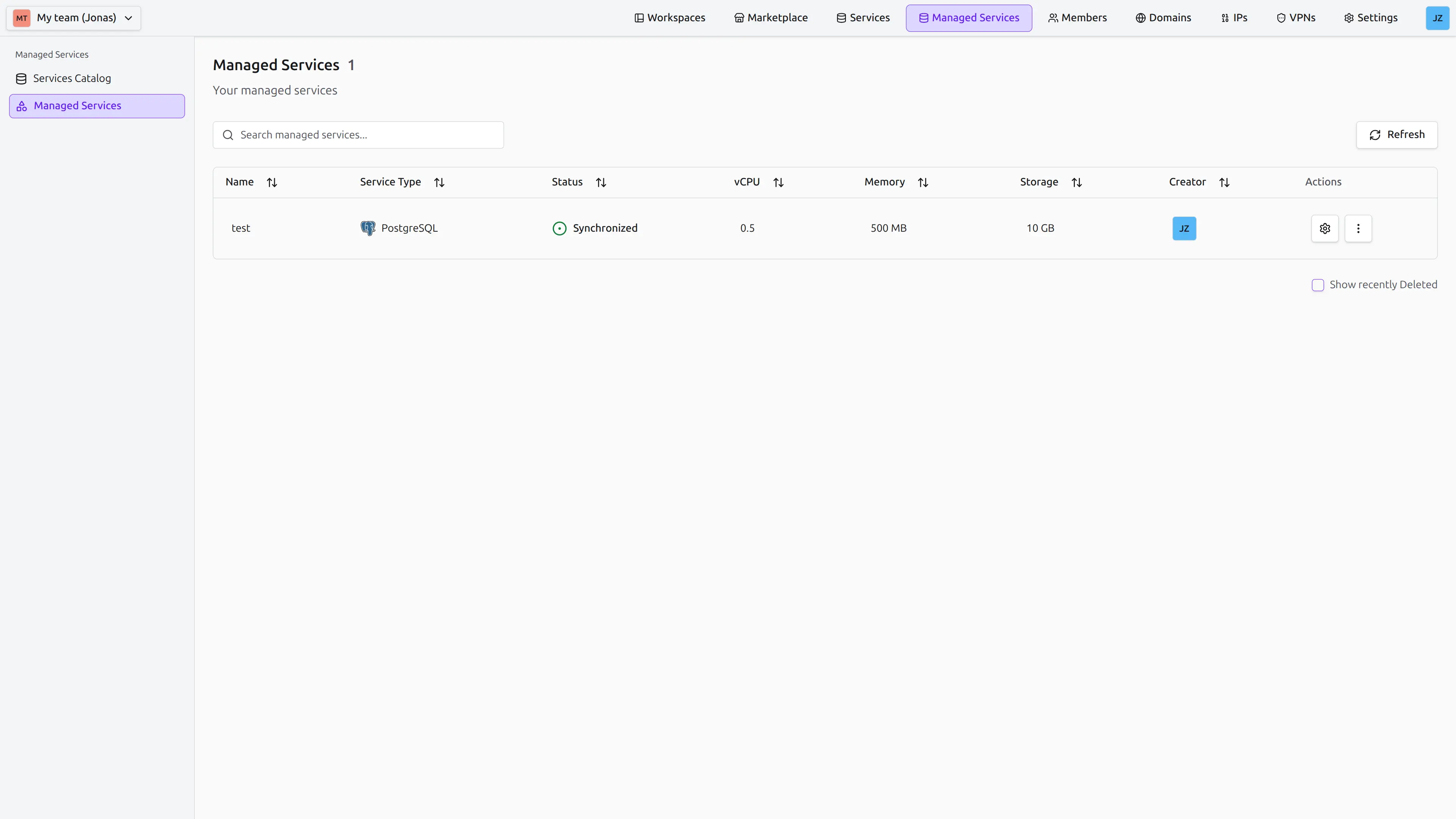 Managed Service Table Synchronized