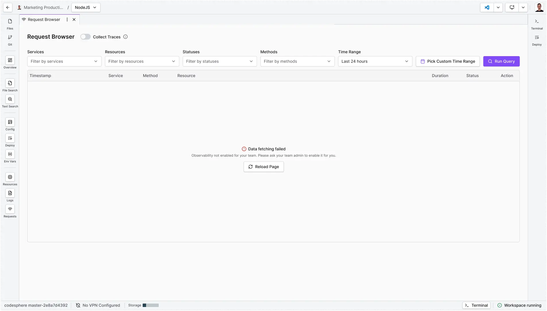 observability not enabled