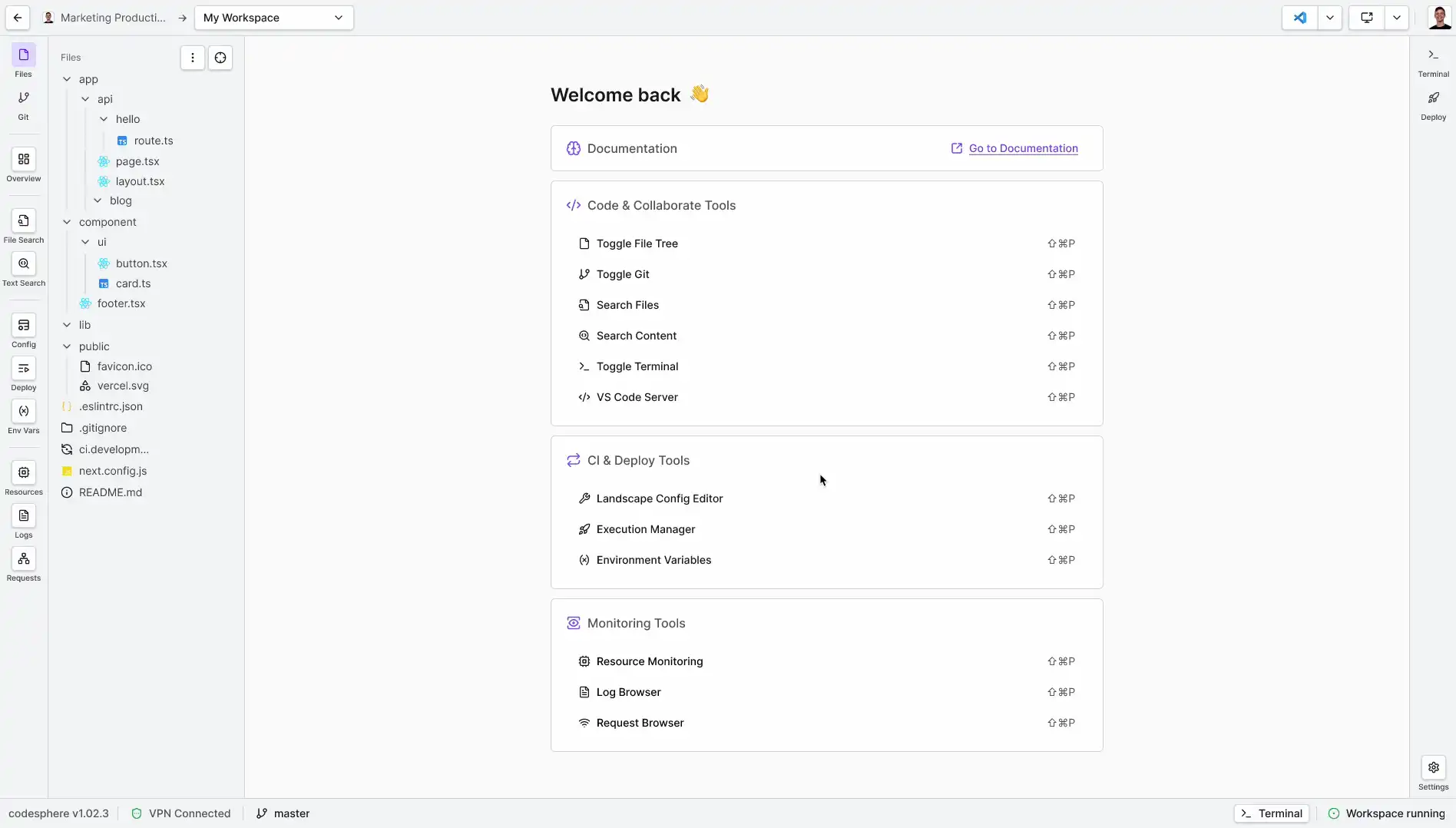 Connect via SSH menu option