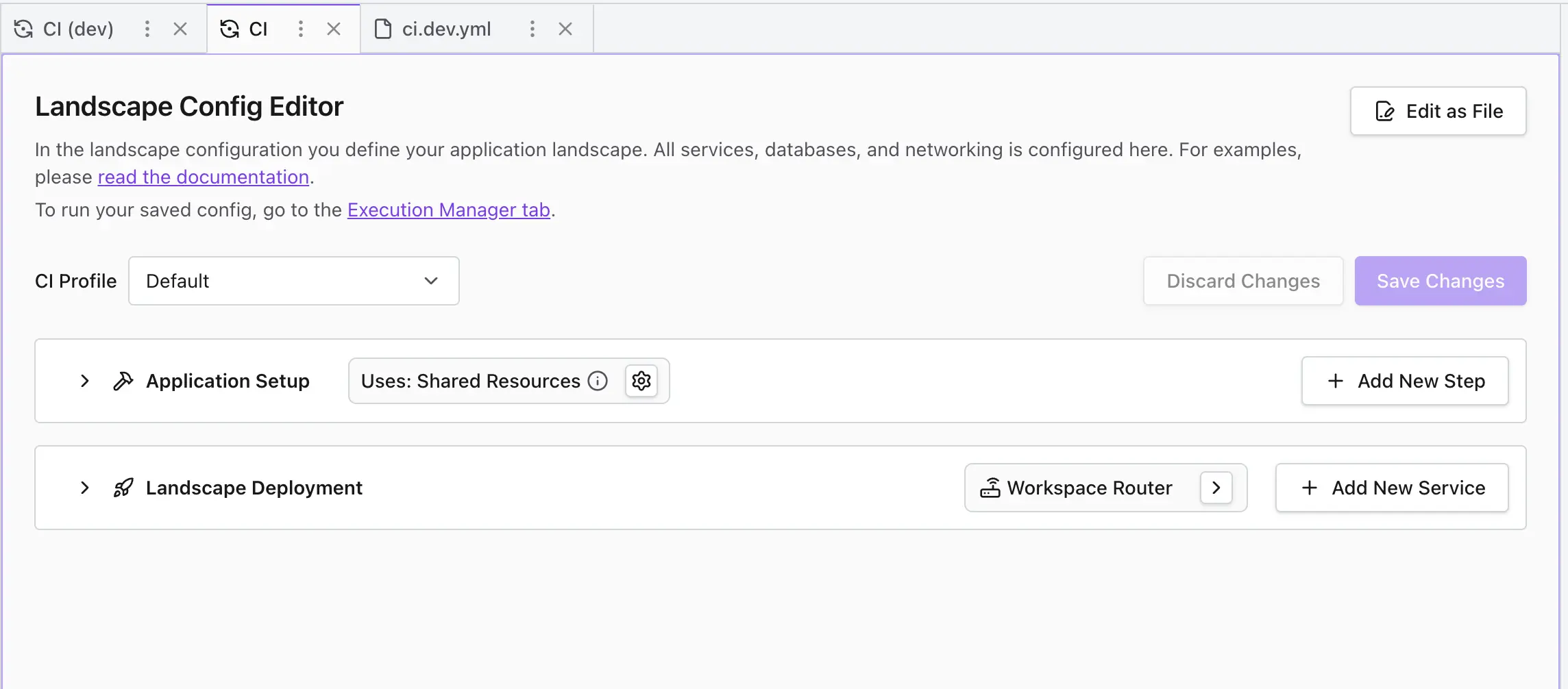 CI Config Editor