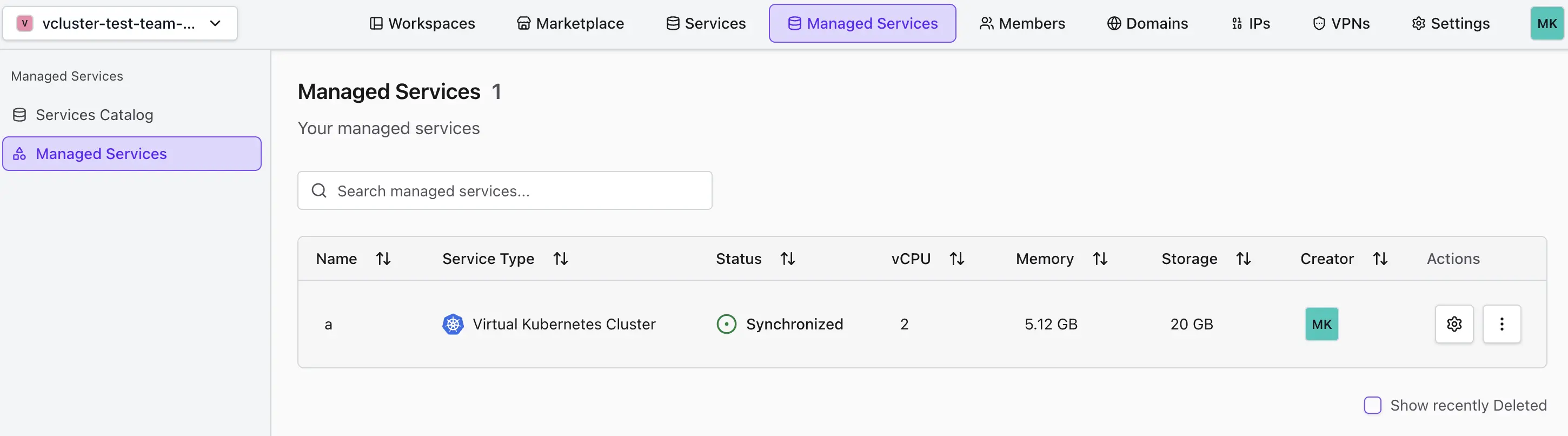 Virtual Cluster synchronisiert