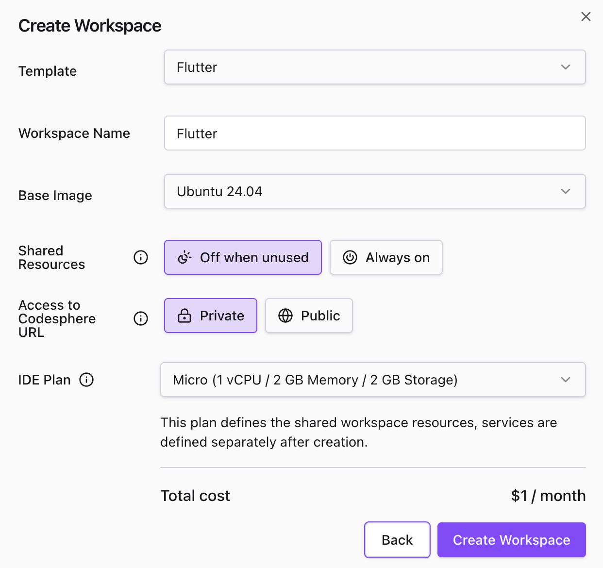 Create Workspace Modal